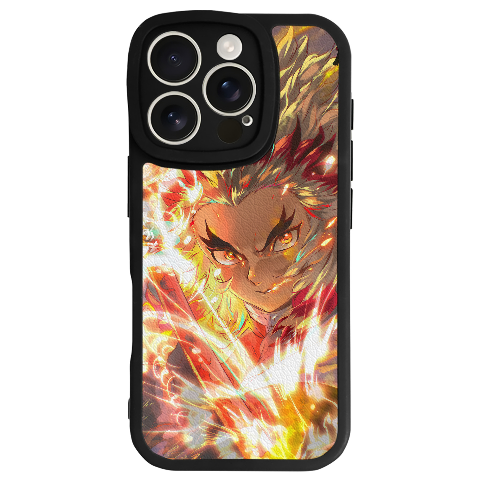 （画像用） 炎柱-煉󠄁獄 杏寿郎／れんごく きょうじゅろう Rengoku Kyoujurou 【iPhone 16シリーズ対応】シリコンスマホケース（レザー調） 材質：シリコン